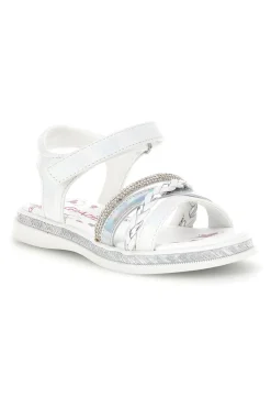Sandali bianchi con strass e cinturino alla caviglia Grazie girl 14342