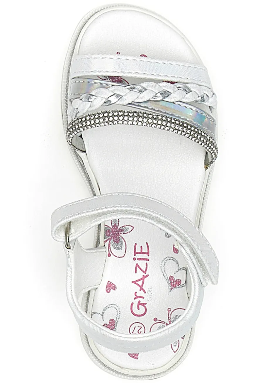 Sandali Bianchi e Argento con Velcro GRAZIE GIRL 14342