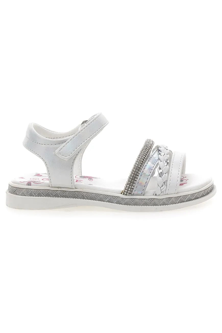 Sandali Bianchi e Argento con Velcro GRAZIE GIRL 14342
