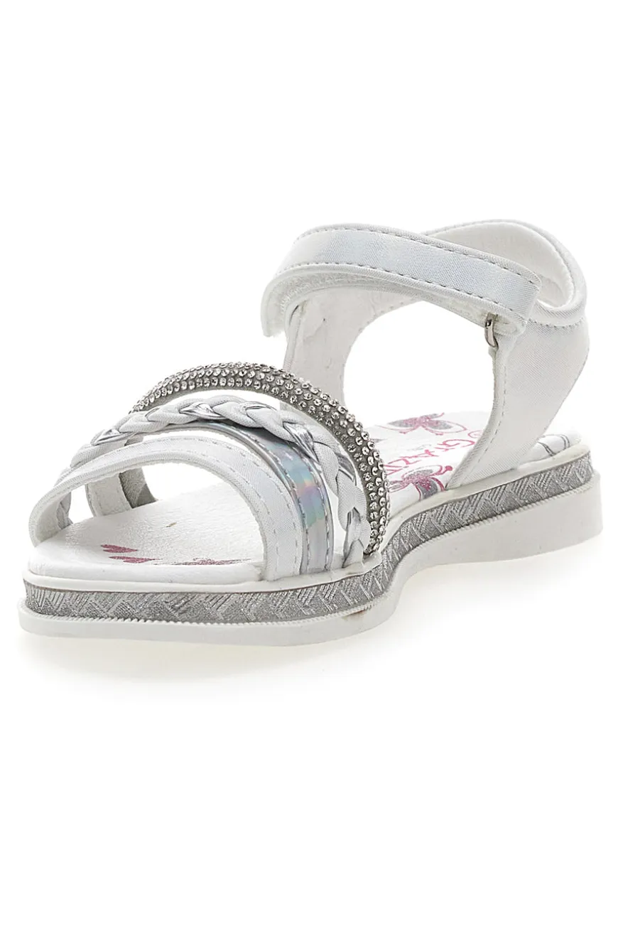 Sandali Bianchi e Argento con Velcro GRAZIE GIRL 14342