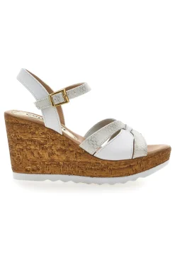 Sandali Bianchi e Oro con Zeppa Alta PITTARELLO LOOK MK24731