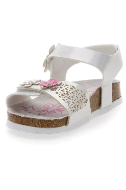 Sandali Bianchi e Rosa Con Applicazioni Floreali Pitt Kids 14417