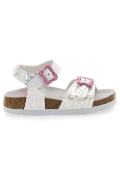 Sandali bianchi leopardati con fibbie rosa Pitt Kids 14505
