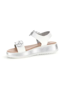 Sandali bianco applicazioni floreali cinturino regolabile Pitt kids 392642S
