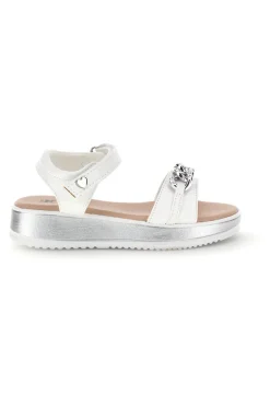 Sandali bianco con cinturini con brillantini Pitt kids 392629S