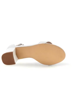 Sandali bianco con fascia frontale e tacco largo First lady P695
