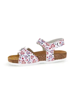 Sandali bianco con stampa cuori rosa Pittarello bio 257A112SR