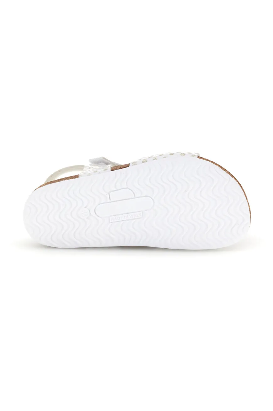 Sandali bianco e oro con fibbie Pittarello bio 257A187SR