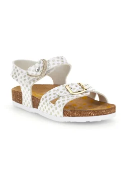 Sandali bianco e oro con fibbie Pittarello bio 257A187SR