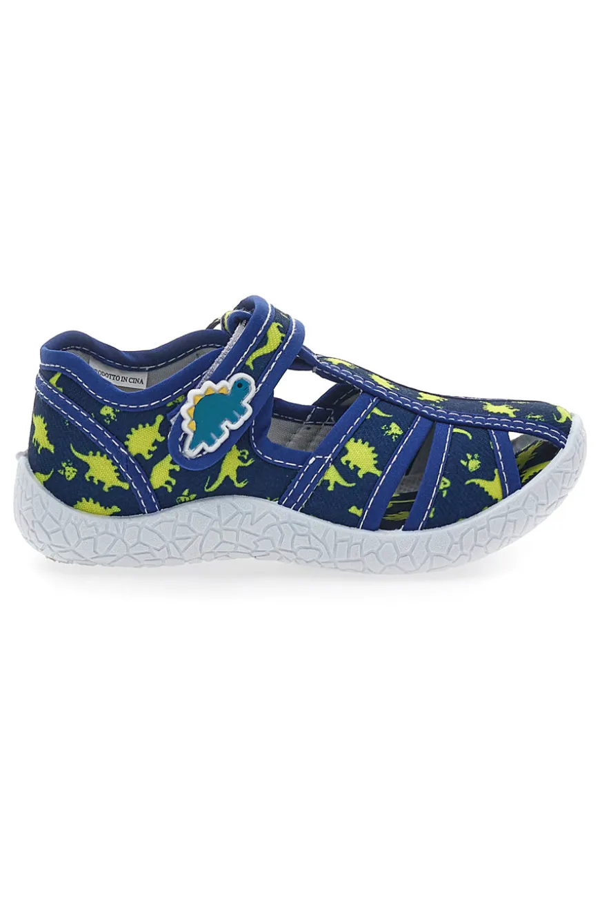 Sandali blu con dinosauri gialli punta chiusa PITT KIDS PK2492D
