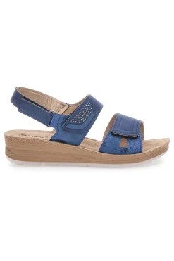 Sandali Blu con Fascia a Velcro e Sottopiede in Pelle INBLU 61 FC