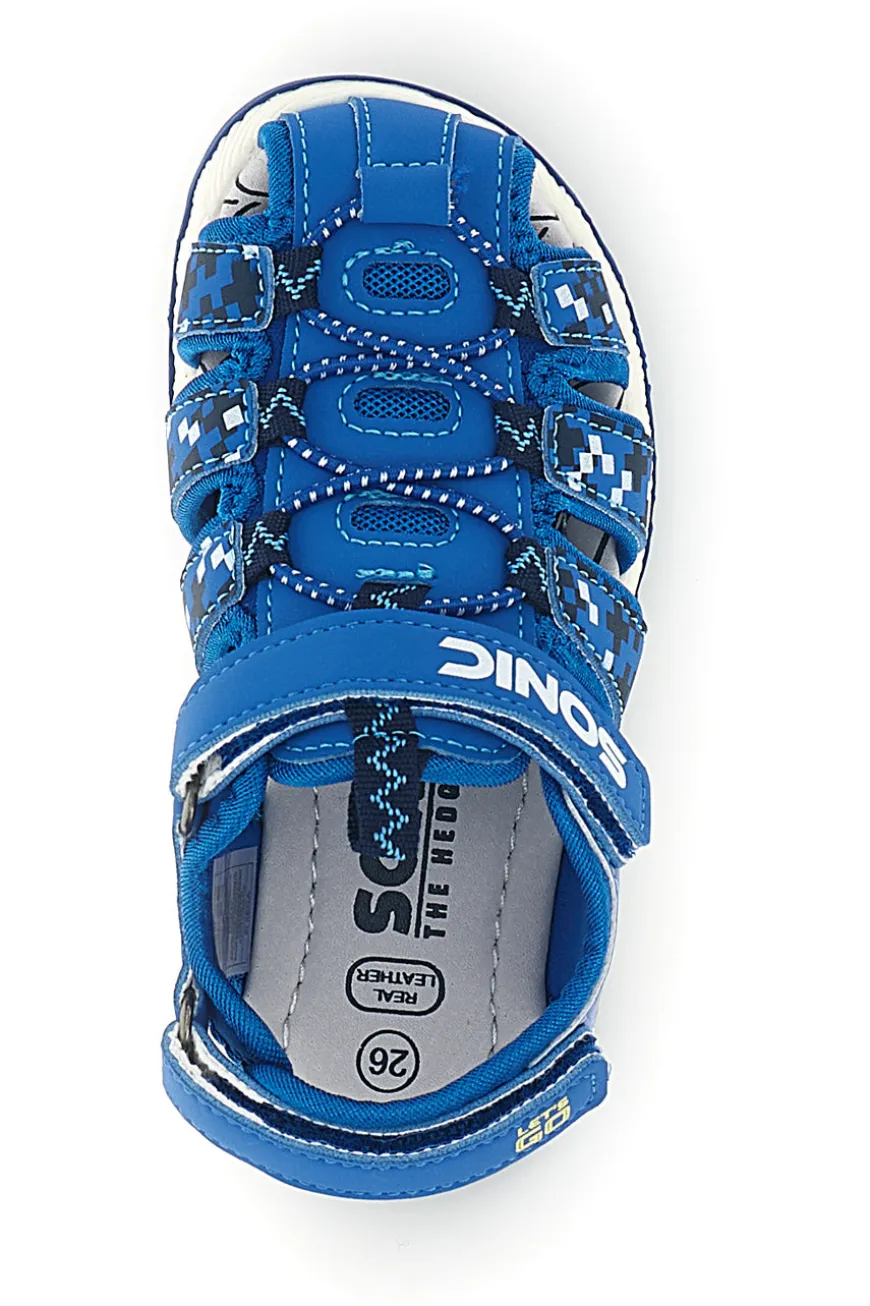 Sandali blu con stampa Sonic e chiusura a strappo Sonic N9610089S10