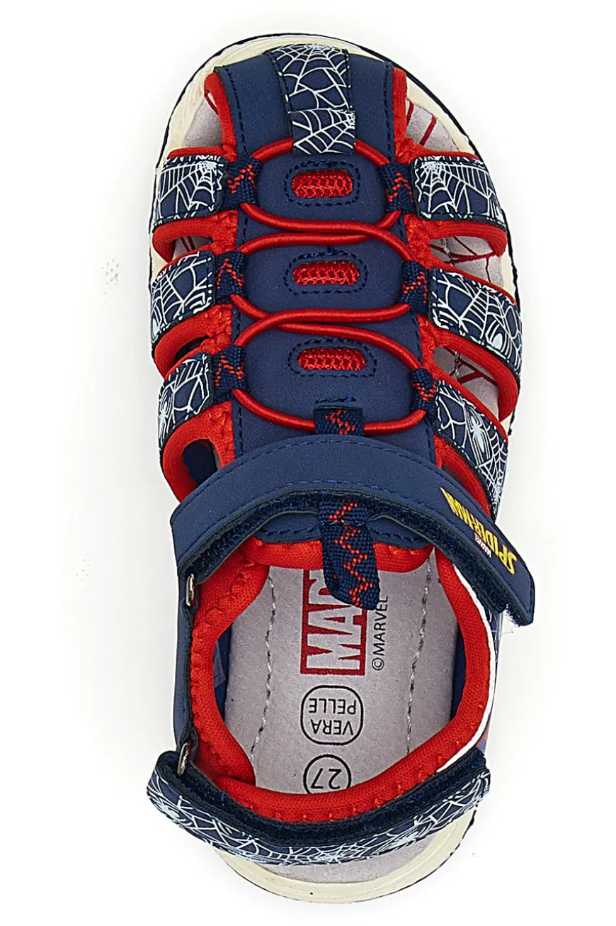 Sandali Blu con Strappo in Velcro Spiderman R1310531