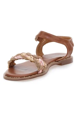 Sandali Cognac con Treccia The First 92119
