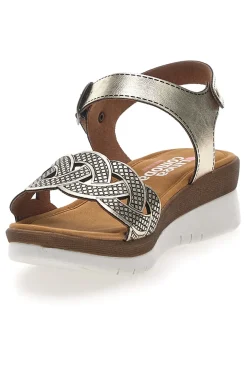 Sandali color platino con plantare comfort Linea Comoda 8068C