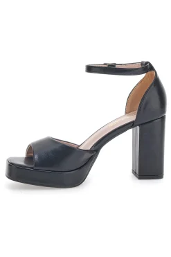 Sandali con tacco a Blocco Neri First Lady 414