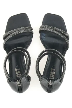 Sandali con tacco e strass The First 1801 Neri