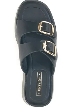 Sandali con zeppa neri con doppia fibbia oro Rock'n Doll 3T848223