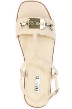 Sandali Crema Flat con Dettaglio Catena Ferre' F251