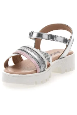 Sandali da bambina argento con cinturino regolabile Pitt kids 392640S