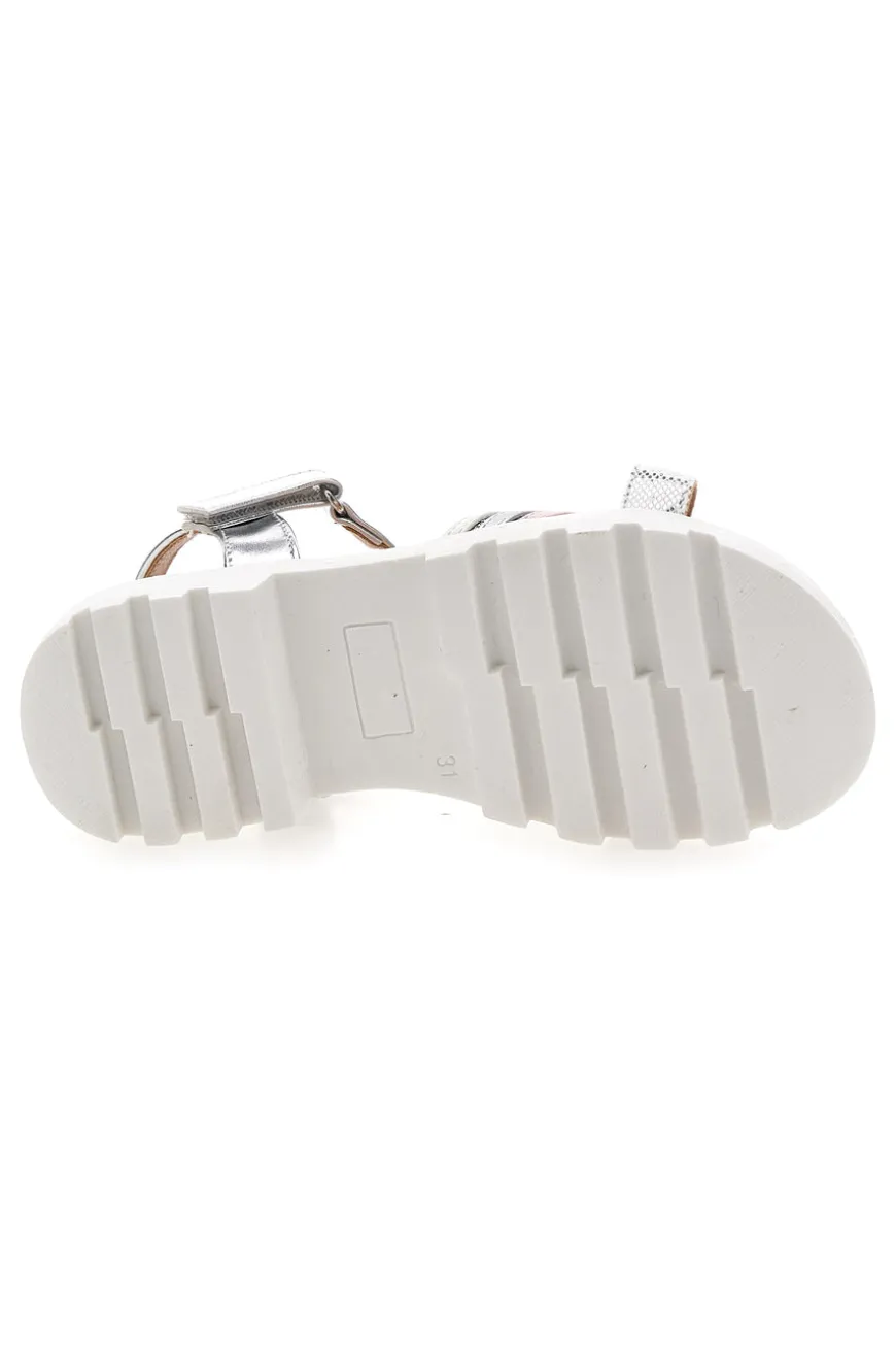 Sandali da bambina argento con cinturino regolabile Pitt kids 392640S