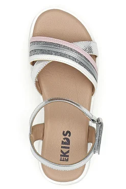 Sandali da bambina argento con cinturino regolabile Pitt kids 392640S