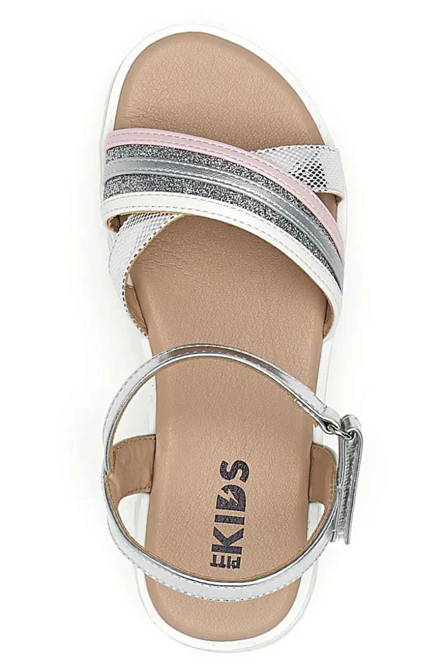 Sandali da bambina argento con cinturino regolabile Pitt kids 392640S