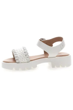 Sandali da bambina bianchi con fascia intrecciata Pitt kids 392639S