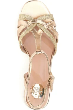Sandali dorati con tacco basso e glitter LE HAVRE PARIS 307095