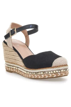 Sandali Espadrillas Neri Con Zeppa e Fibbia Pittarello Sun 322290