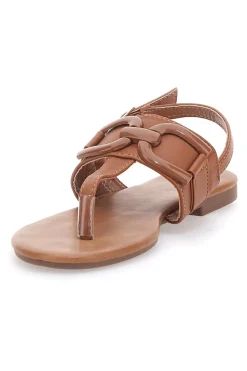 Sandali flat marroni con fascetta sottile MON DIEU PREA446