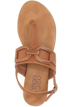 Sandali flat marroni con fascetta sottile MON DIEU PREA446