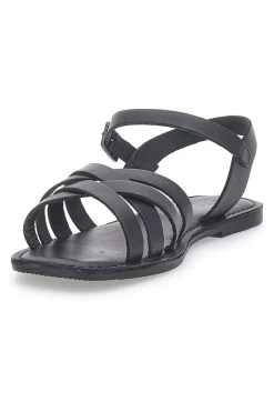 Sandali flat neri con fasce incrociate e cinturino alla caviglia PITTARELLO SUN A99311101