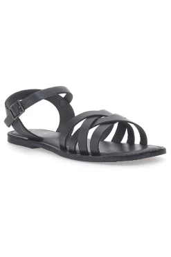 Sandali flat neri con fasce incrociate e cinturino alla caviglia PITTARELLO SUN A99311101