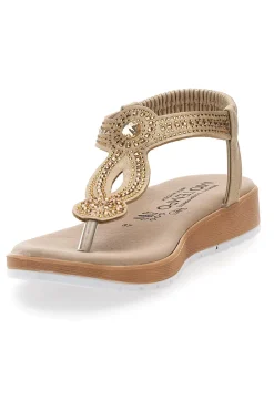 Sandali infradito oro con decorazioni gioiello Mio Tempo LR253421