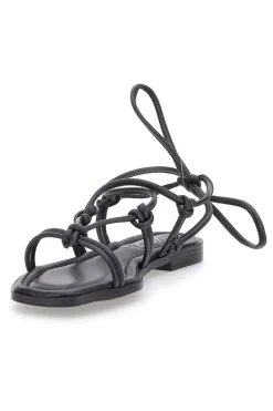 Sandali Lace-Up Neri Con Suola Flat Pittarello Look DC308100