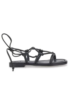 Sandali Lace-Up Neri Con Suola Flat Pittarello Look DC308100