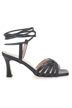 Sandali Lace-Up Neri con Tacco Pittarello Glam 3626
