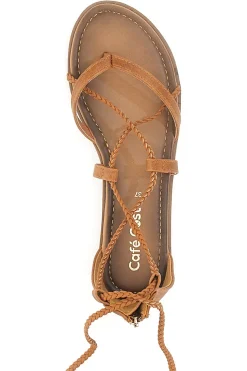 Sandali Lace-Up Sabbia Con Suola Flat Cafe' Cost 2502