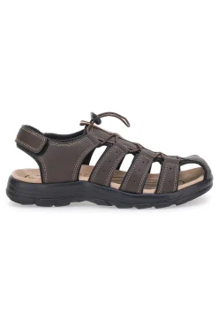 Sandali marroni con velcro ed elastico johes land 2208