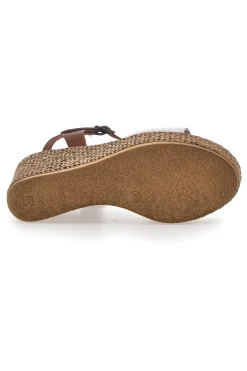Sandali Marroni e Bianchi Con Zeppa Pittarello 6441504