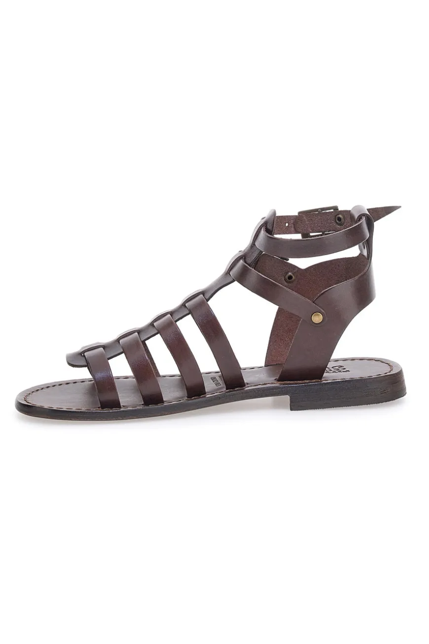 Sandali marroni gladiatore con doppia fibbia Pittarello Sun 6039