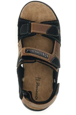 Sandali marroni in pelle Superga S86U545