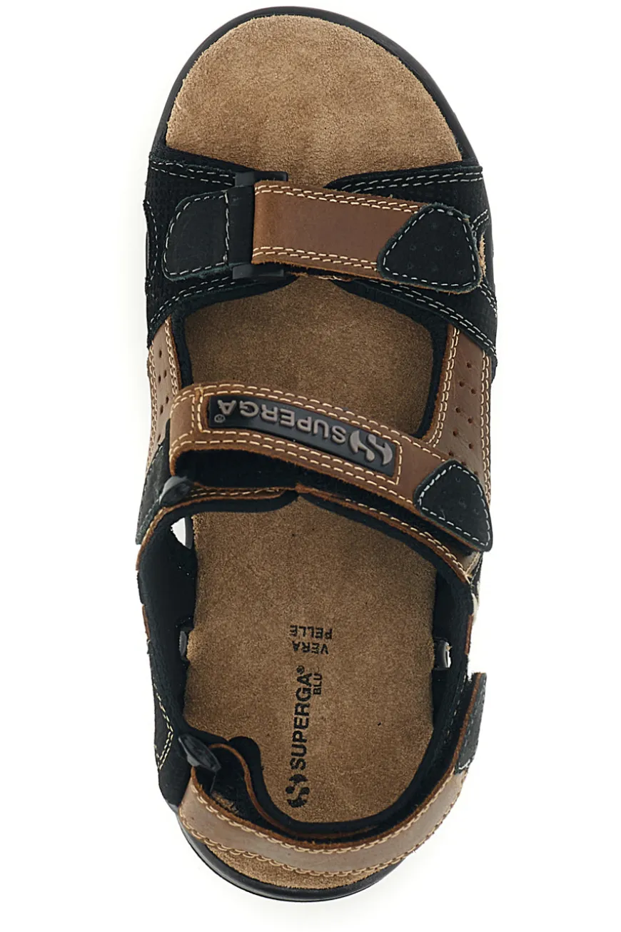 Sandali marroni in pelle Superga S86U545