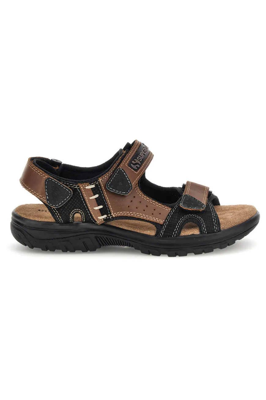 Sandali marroni in pelle Superga S86U545