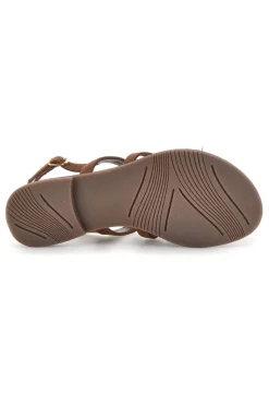 Sandali marroni in vera pelle con frange e decoro frontale Pittarello look IF8162
