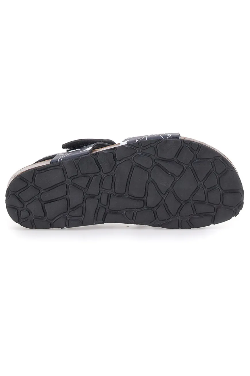 Sandali Navy Con Strappi In Velcro Plantare In Pelle Pitt Kids 45289