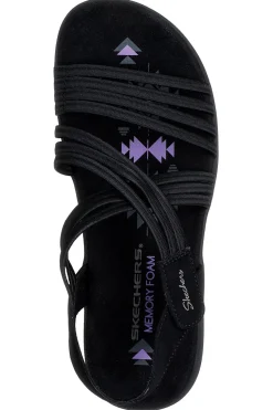 Sandali neri con fasce elastiche Skechers REGGAE SLIM SUNNYSIDE 2.0