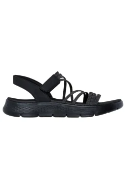 Sandali neri con fasce elastiche e cinturino in velcro Skechers Go walk flex sandal
