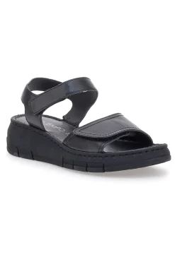 Sandali Neri con Strappi In Velcro Mio Tempo 350005